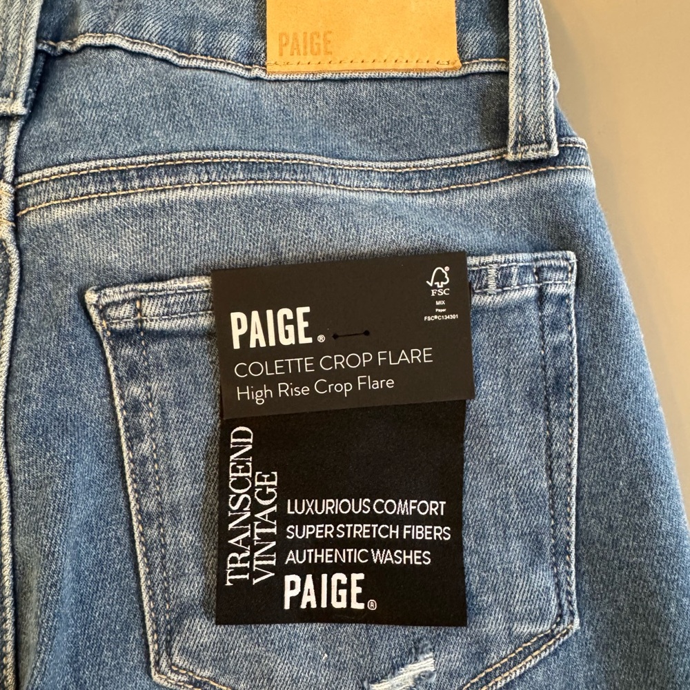 Paige Women's Blue High Rise Crop Flare Jeans